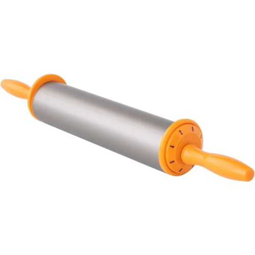 Tiger Crown Silver Rolling Pin, 475 x 60mm, Aluminum Rolling Pin with Resin Handle, Thickness Adjustment, Dial Graduations, 1735