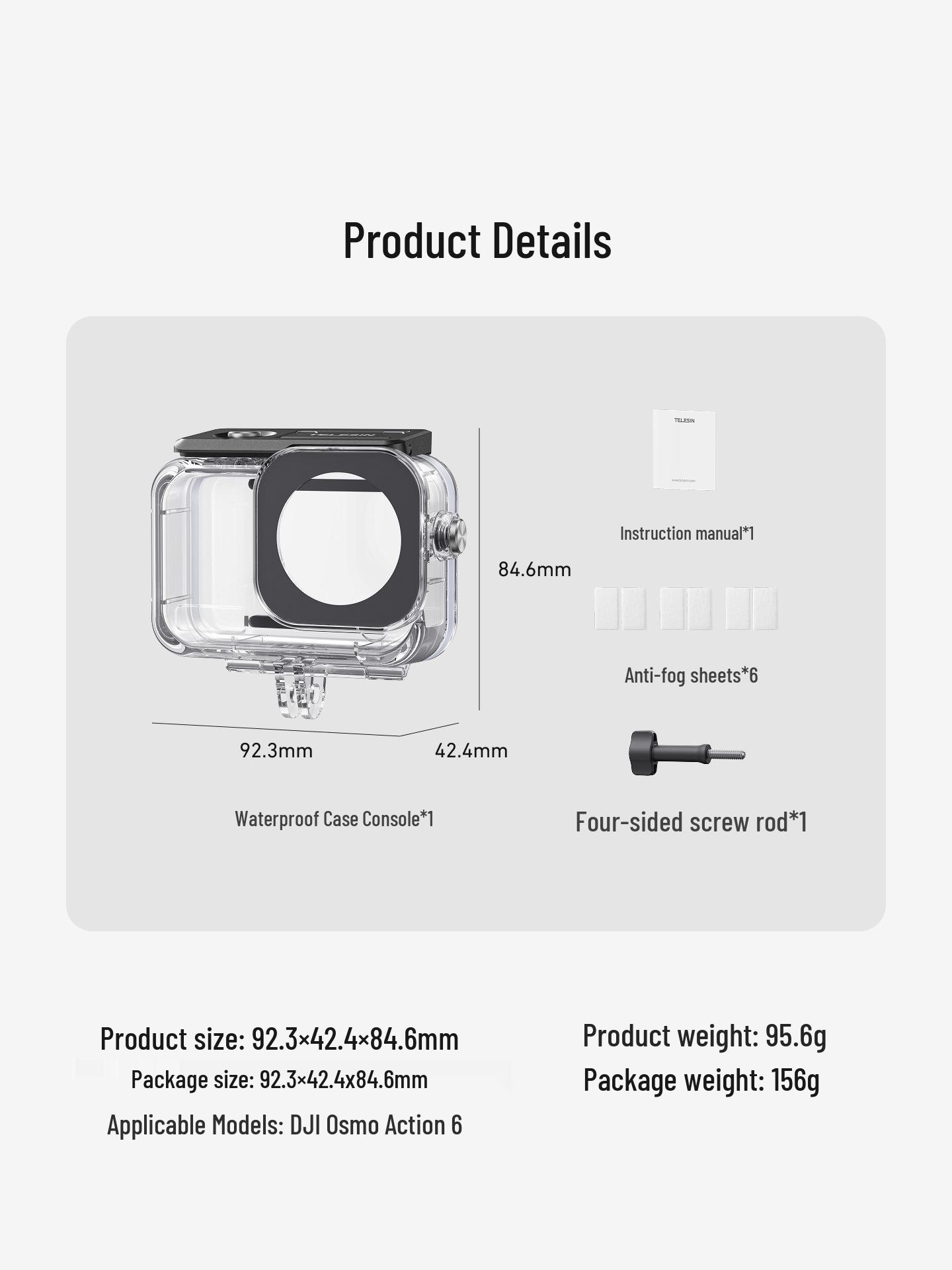 DJI Action 6 Waterproof Diving Case by Taixun - Protective Camera Accessories