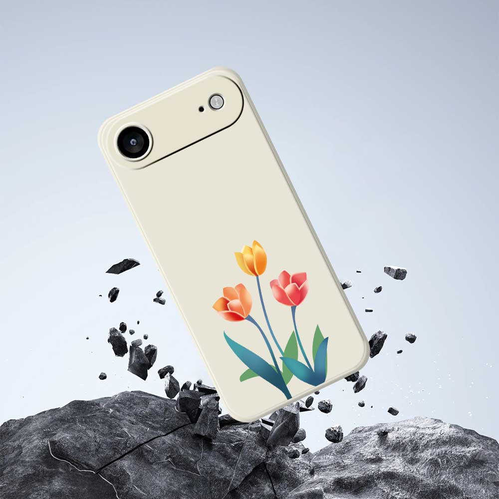 For iPhone 17 Air Case Three Flowers Pattern Printing Straight Edge TPU Phone Back Cover