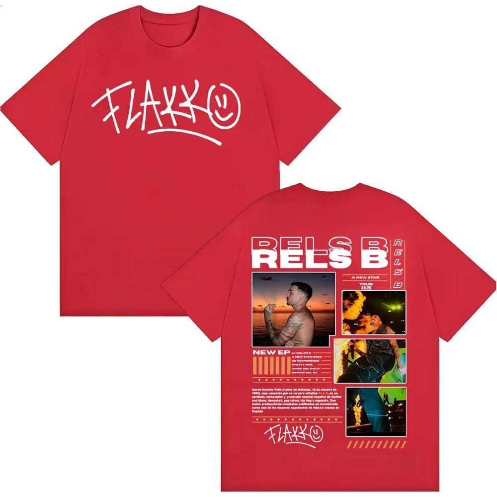 Rapper RELS B Skinny Flakk Tour Merch T Shirts Men Fashion Hip Hop Vintage T-shirt O-Neck Pure Cotton Short Sleeve Top