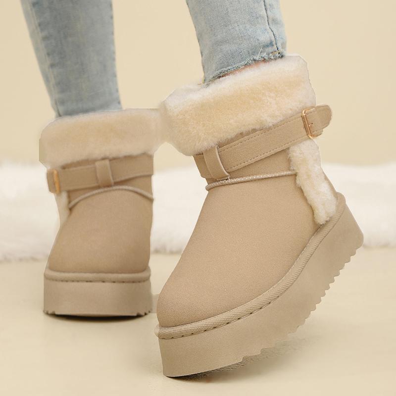 Fashion New Fluffy Rabbit Fur Warm Snow Boots for Women Winter Thick Plush Cotton Shoes Woman Faux Suede Non Slip Platform Ankle Boots