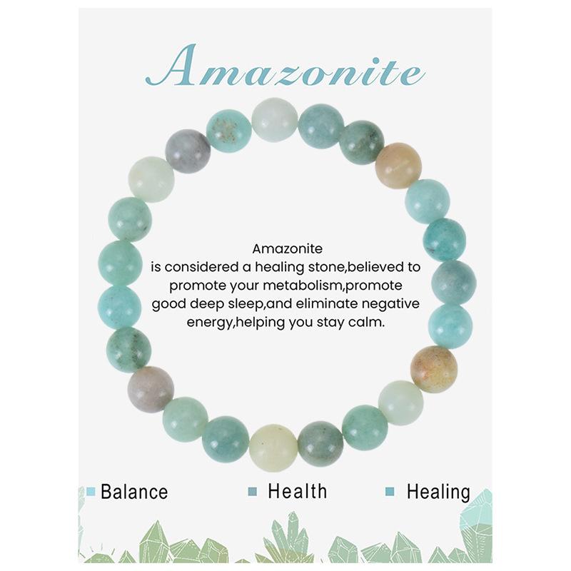 Natural Stone Beaded Bracelets With Card 8mm Apatite Amethysts Carnelian Tiger Eye Stone Stretch Bracelets For Women Men
