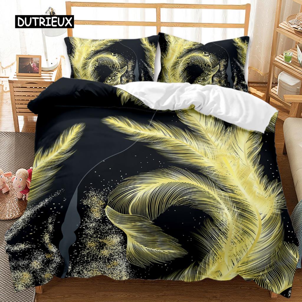 

Комплект пододеяльников из перьев с зелеными мечтательными акварельными элементами, с романтическим дизайном, с двойным одеялом размера «king-size» из полиэстера EU single(135x200cm)