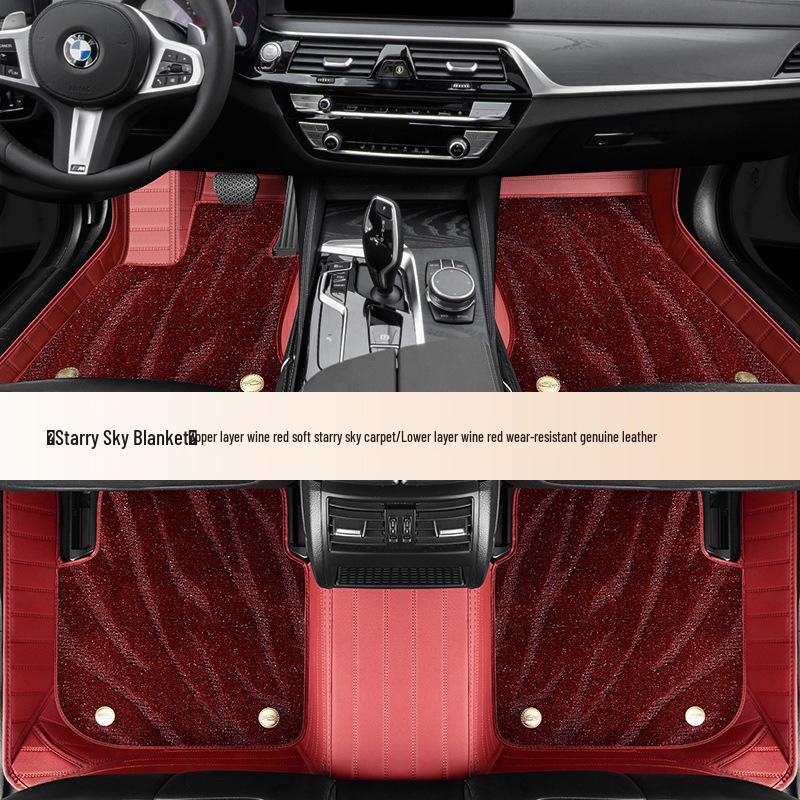 Full Coverage Genuine Leather Starry Sky Car Floor Mats - Double Layered for Thousands of Models