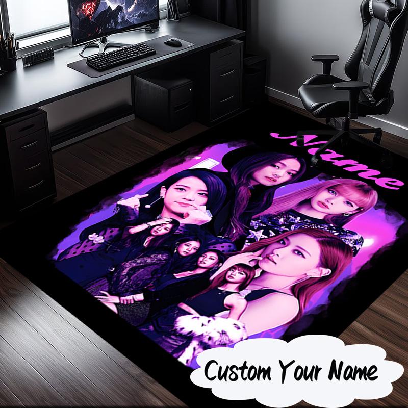 Custom Name Kpop Aesthetic Collage Carpet, Chair Rug,Area Rug for Office Bedroom Living Rooms Bedroom, Doormat Decor Christmas Fan Gifts