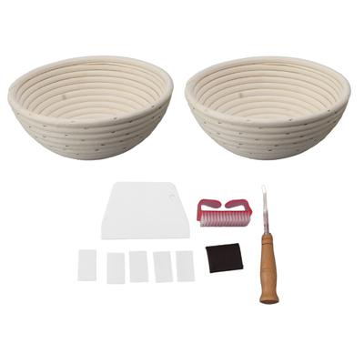Round Bread Proofing Basket with Liner Cloth Dough Rising Rattan Bowl Set for Bread Making 20CM and