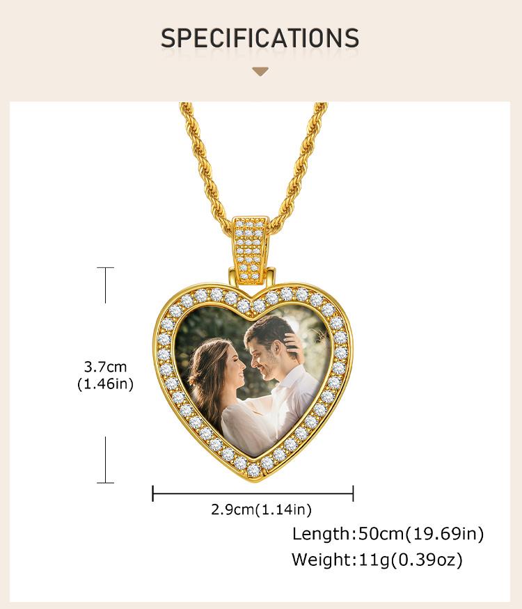 Picture Photo Necklace, Personalized  Zirconia Heart Pendant Jewelry Customized Gifts for Women