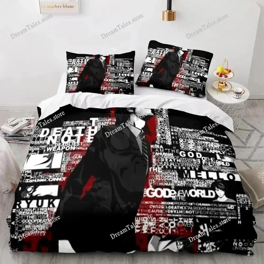 Death Note Bedding Set Single Twin Full Queen King Size Bed Set Adult Kids Bedroom Duvet Cover Sets 3D Print Anime Death Note741