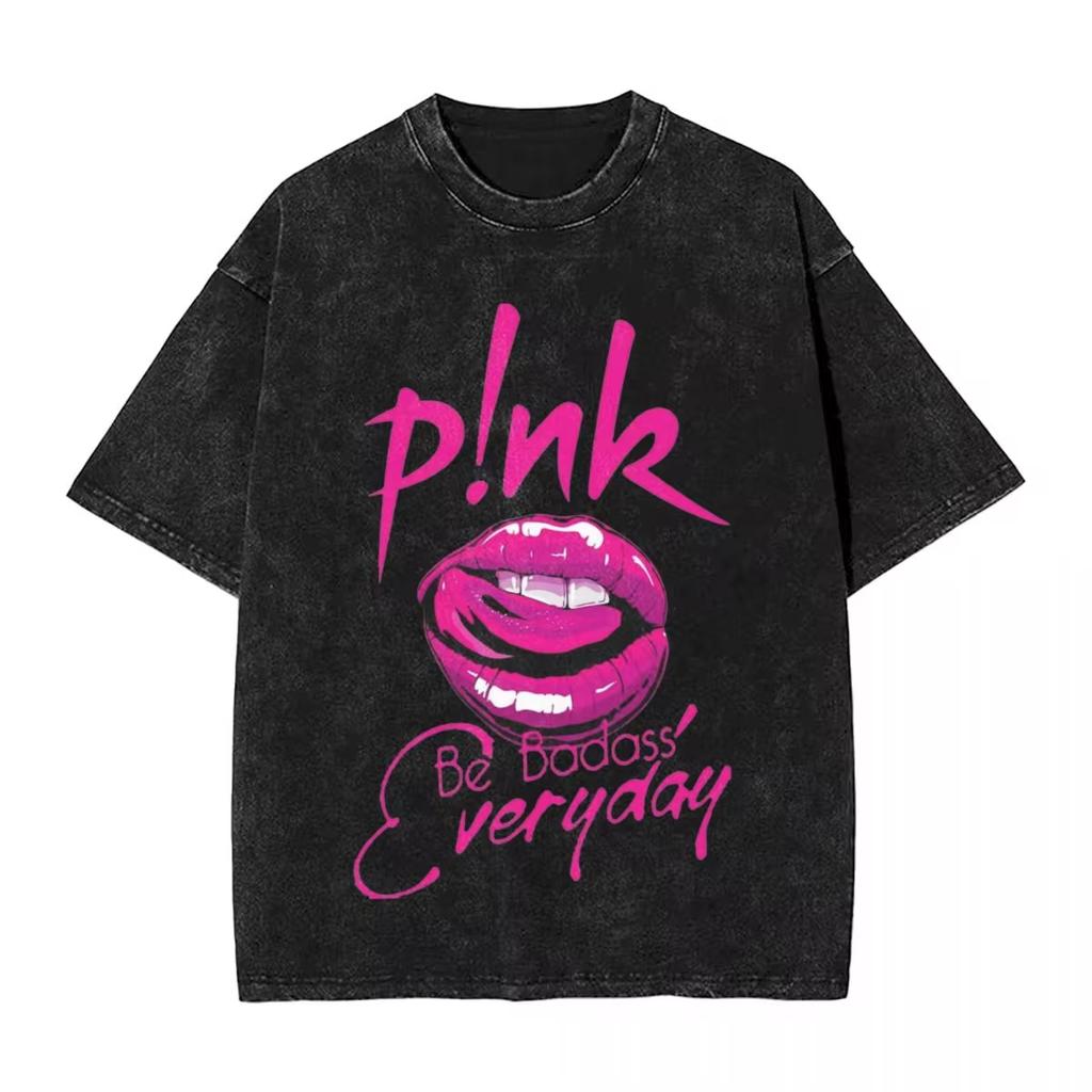 P!nk Růžová Zpěvačka Růžový Koncert Vyprané Tričko Streetwear Hip Hop Retro Tričko Trička pro Muže Ženy Oversize S Potiskem