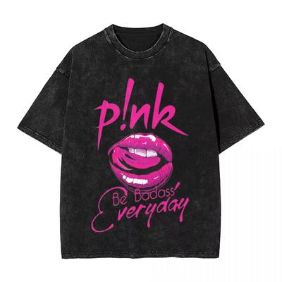 P!nk Maglietta Rosa Cantante Rosa Concerto Lavata Streetwear Hip Hop Retro Maglietta Magliette per Uomo Donna Oversize Stampata