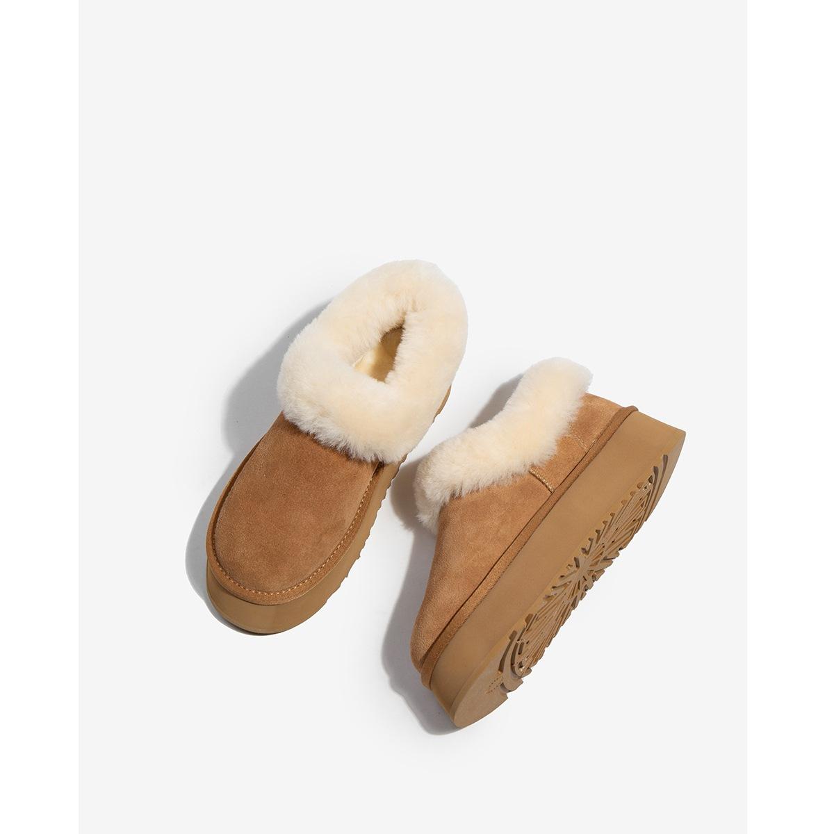 

Soft leather version~ plush fluffy snow boots women s platform soles winter 2024 new short boots cotton boots Sangpo thickened shoes 40