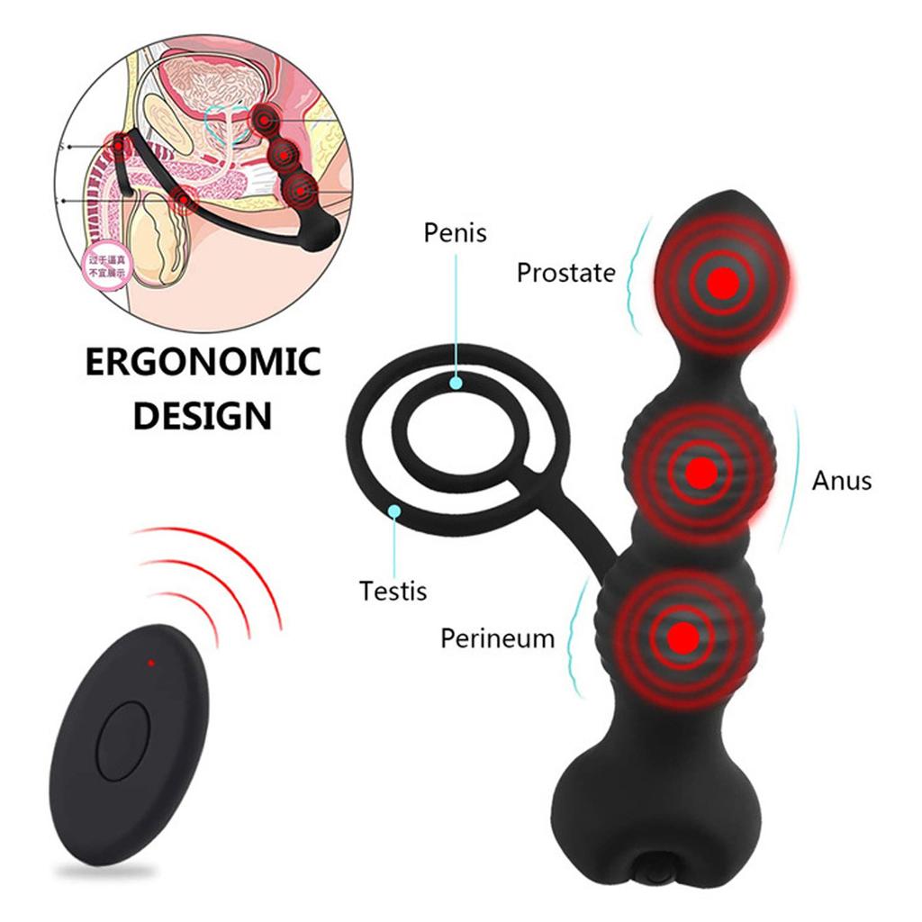 Anal Vibrator for Men Vibrating Penis Ring Delay Anal Sex Toys Male Anal Butt Plug Vibrator Sex Toys
