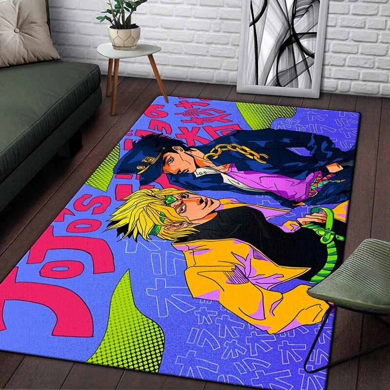 Jojo Anime Beautiful Painting Carpet for Living Room Large Area Rug Black Soft Carpet Home Decoration Mats Boho Rugs Picnic