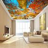 3d Ceiling Wallpaper Autumn Leaves White Doves Nature Scenery Ceiling Murals For Living Room Bedroom Home Decor
