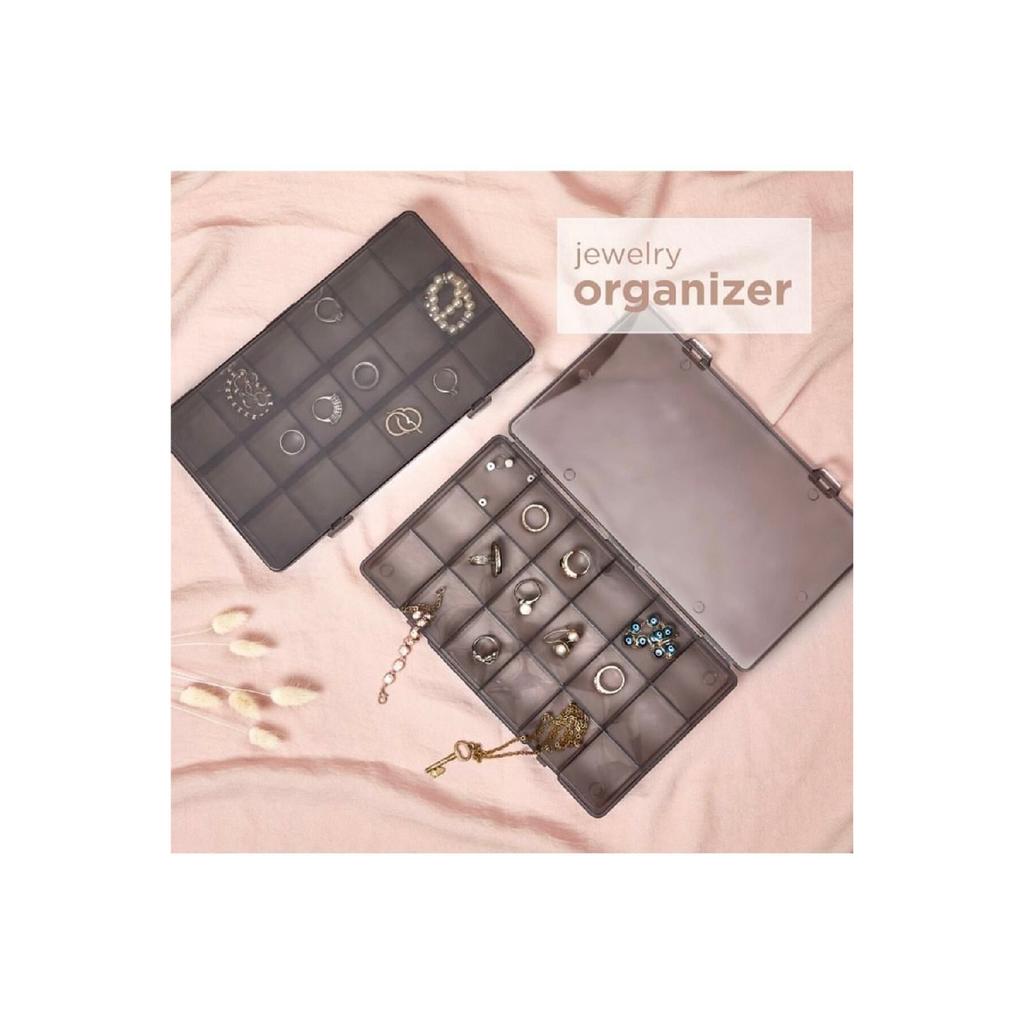 Smoked 2 Pieces 18 Compartments Necklace Ring Jewelry Box With Lid Sewing Box Organizer Organizer Box