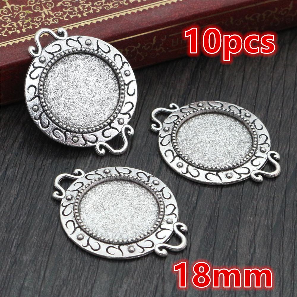 5-15pcs 16mm 18mm Inner Size Pendant Cabochon Blank Base Setting Bezel Tray DIY Jewelry Making Accessories for Necklace Keychain