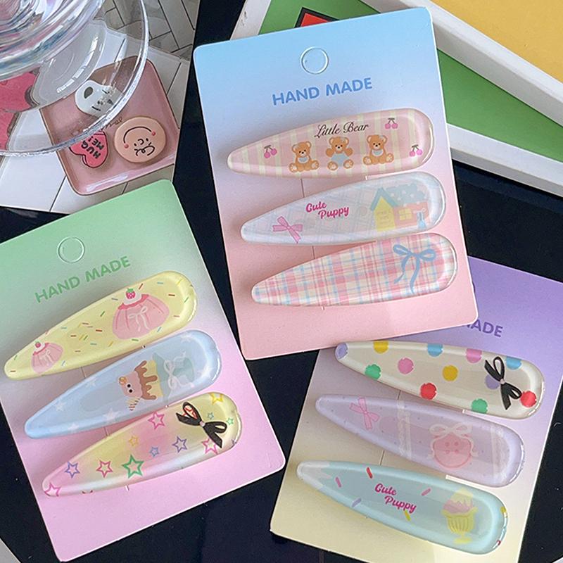 3Pcs/Set Candy Color Hair Bang Clip Summer Hairpin Acrylic Barrette Hair Side Clamp For Girl Hair Accessories