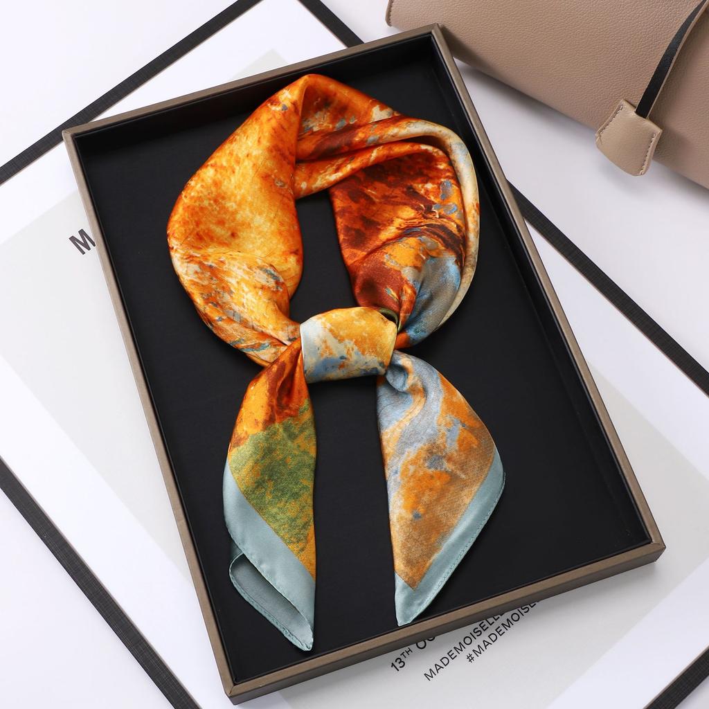 Fashion High-End Cashew Flower Silk Scarf Square Scarf 70 Spring And Autumn Thin Headscarf Small Scarf Decorative Thin Women'S Scarf