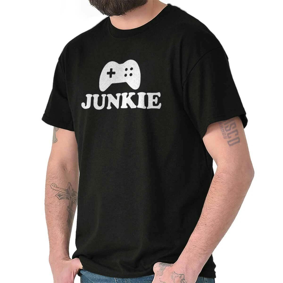 Funny Sarcastic Video Game Controller Junkie Womens or Mens Crewneck T Shirt Tee M