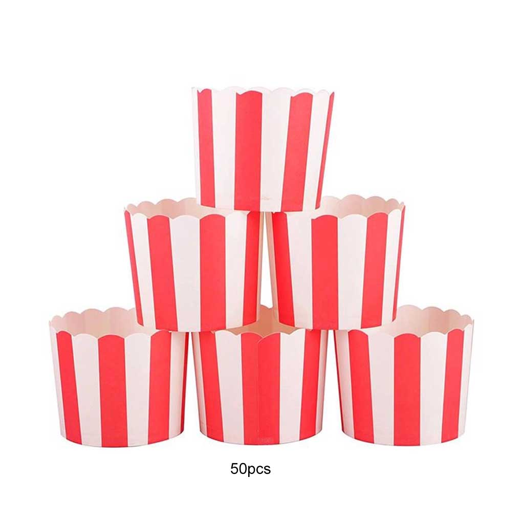 50pcs Greaseproof Striped Muffin Cups Cupcake Paper Wrappers Baking Liners Birthday Wedding Party Pastry Supplies Tray