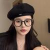 Beret female autumn and winter painter hat female face small octagonal big head circumference hat accessories