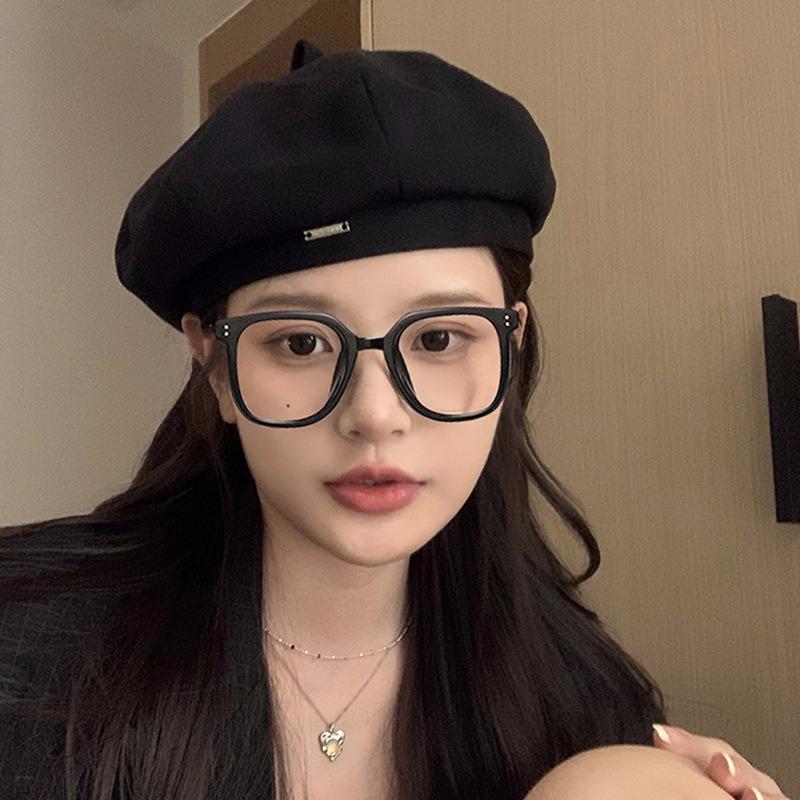 Beret female autumn and winter painter hat female face small octagonal big head circumference hat accessories