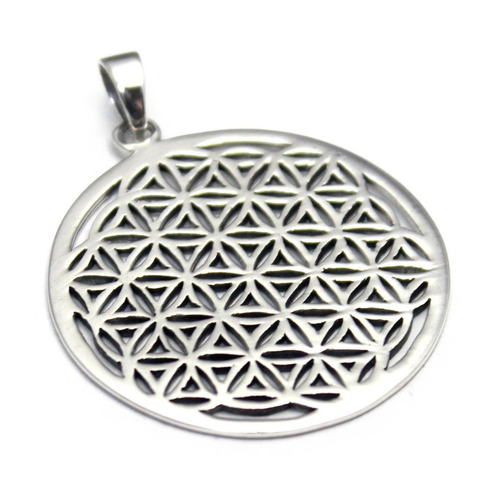 Flower of Life of Divine Geometry Flower of Life Sterling Silver 925 Pendant Pendant Top (flower life) - - - -