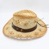 Cowboy Hat Men'S And Women'S Outdoor Shading Breathable Hollow Straw Hat Summer Vacation Beach Hat