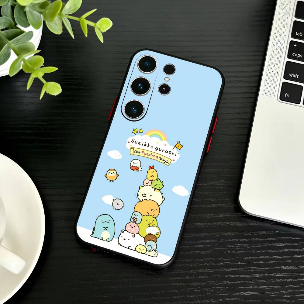 D-Sumikko Gurashi Phone Case For Samsung S26,S25,S24,S23,S22,S21,S20,Ultra,Plus,FE Black Soft Cover