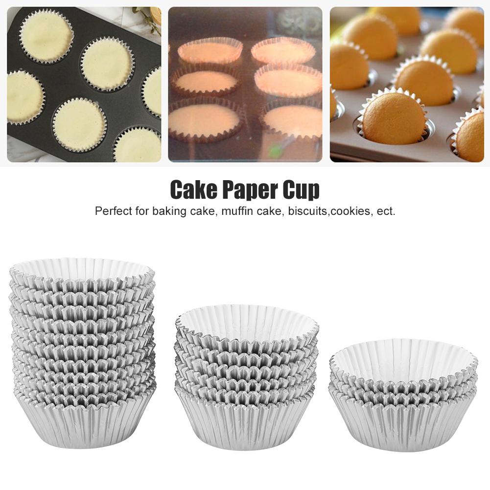 500PCS Aluminum Foil Paper Cake Cup Cupcake Liners Muffin Cases Kitchen Baking Tools