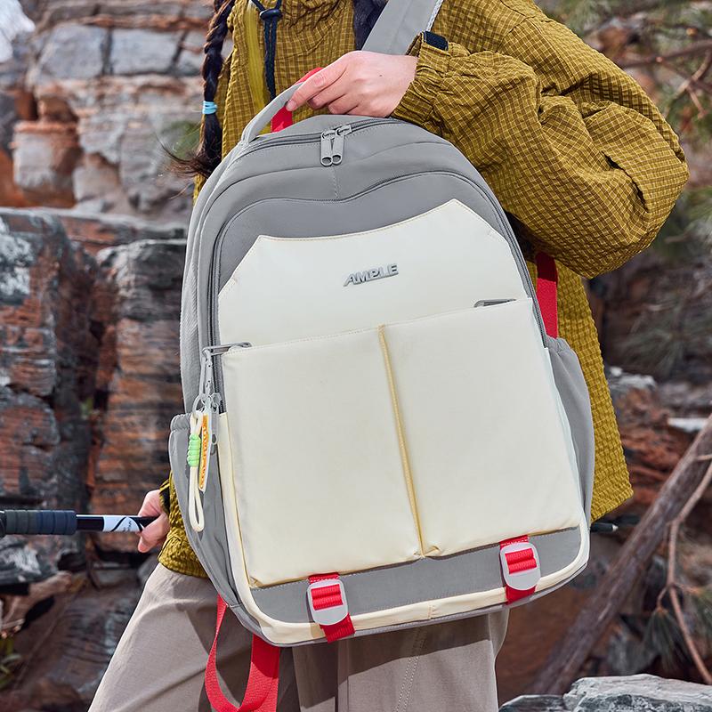 Contrast Patchwork Backpack Short-Distance Lightweight Backpack