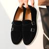 Fashion Casual Leather Men's Double Buckle Loafers Lightweight Breathable Shoes Mens Driving Soft Sole Slip-on Business Shoes Moccasins