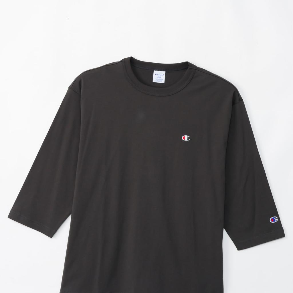 Champion Long Sleeve Round Relaxed Drop Off Men's T-Shirt, 3/4 Sleeves, Neck, 100% Cotton, One-Point Logo, Fit, Shoulder, Black, C8-A408Z