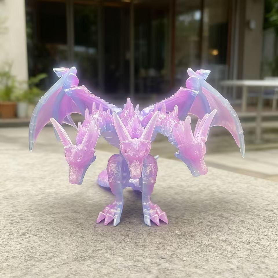 3D Printed Standing Three Headed Multi Pull Toy Joint Movable Wing Model Ornament Gift Decoration New Product