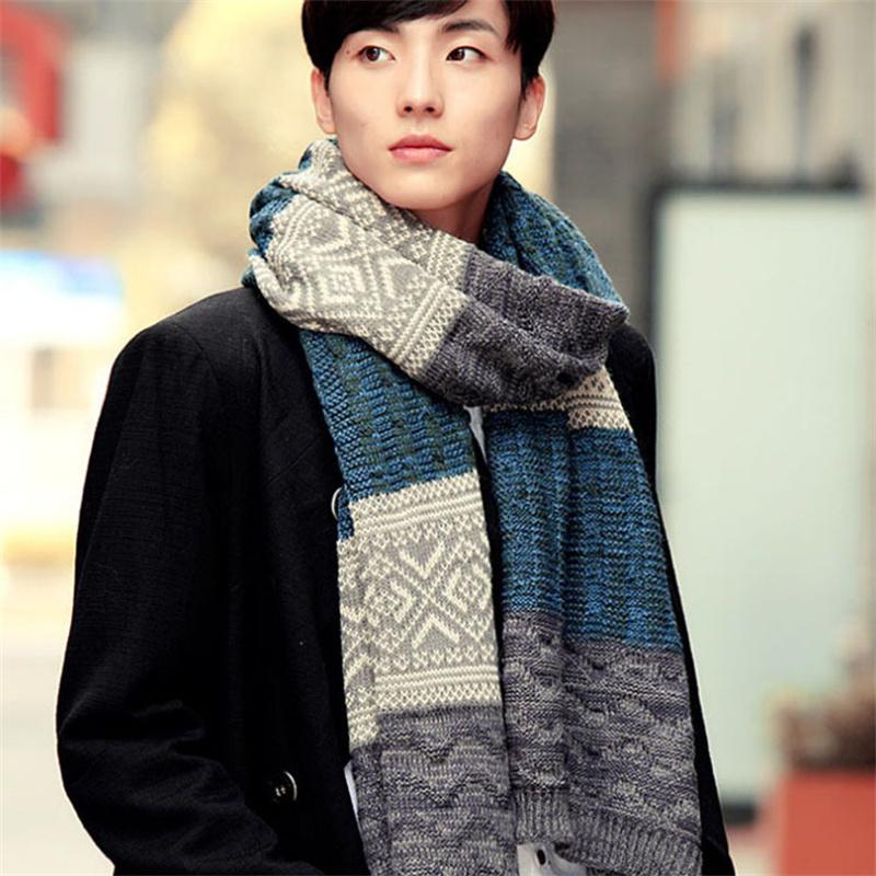 Winter Men Knitted Scarf Fashion Men'S Scarves Warm Neckerchief Face Protection Long Shawl Wool Bufanda Male Accessories