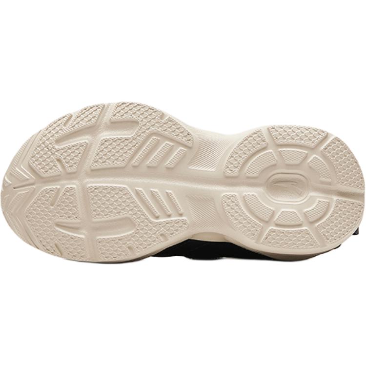 Anta Kids Synthetic Leather Comfortable Velcro Lightweight Shock Absorption Low Top Running Shoes Kids Running Shoes Black Silver A12439952N-1