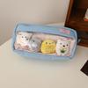 Cute Sweet Large Capacity Padded Transparent Pencil Case With 4 Doll Student Stationery Pen Bag Girly Cosmetic Storage Bag Gifts