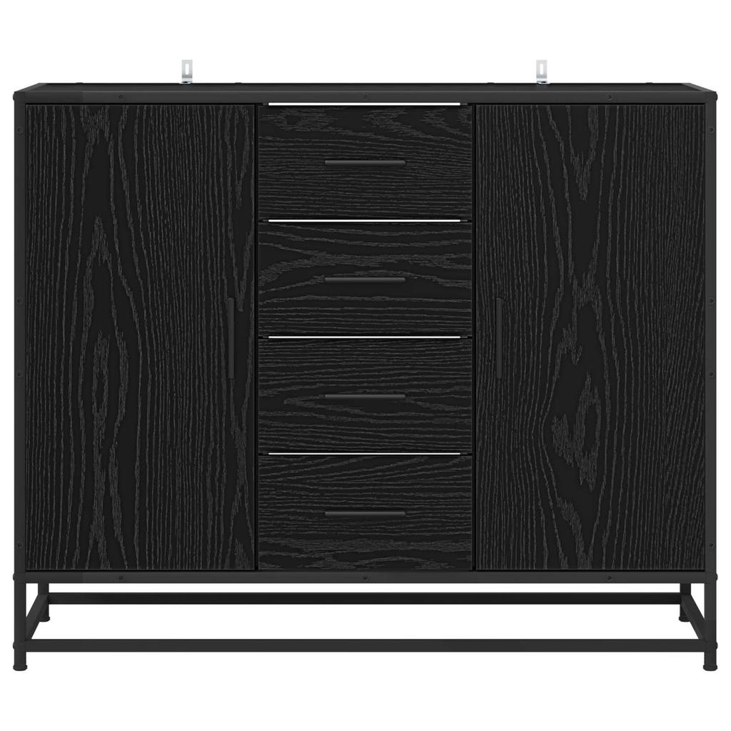 Sideboard Black Oak Effect 92 x 35 x 76 cm Engineered Wood