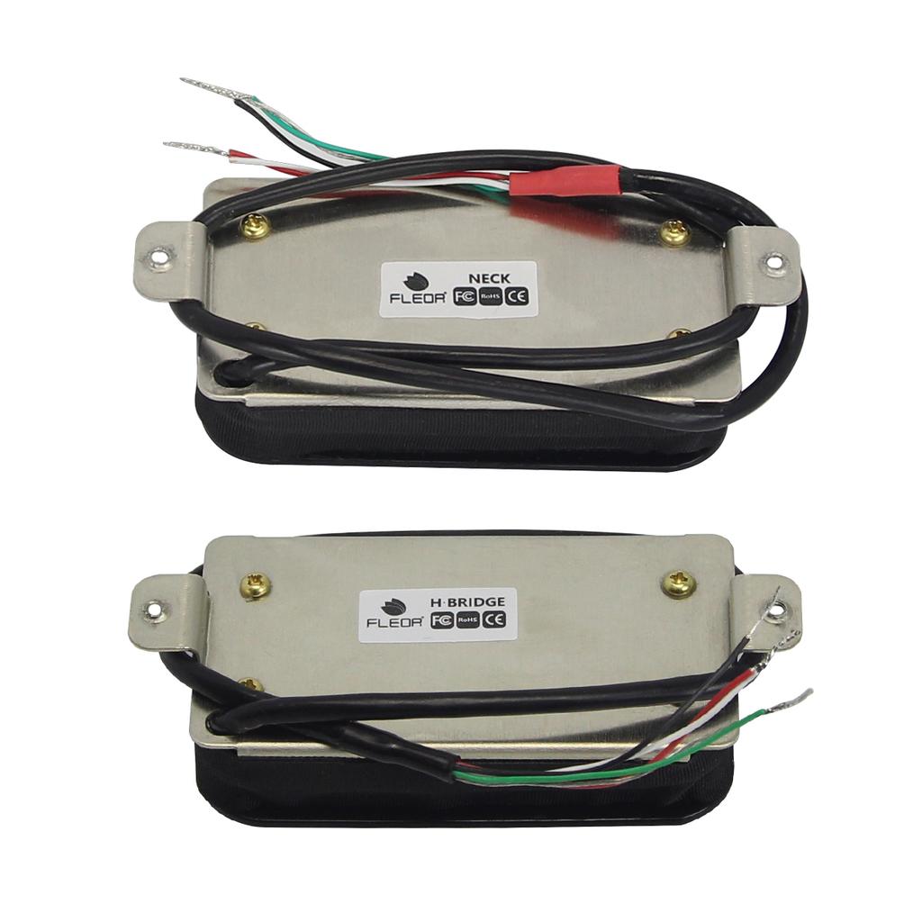 FLEOR 3PCS Ceramic Electric Guitar Dual Rails Humbucker Pickups Set for HSH Guitar Parts, Black/White