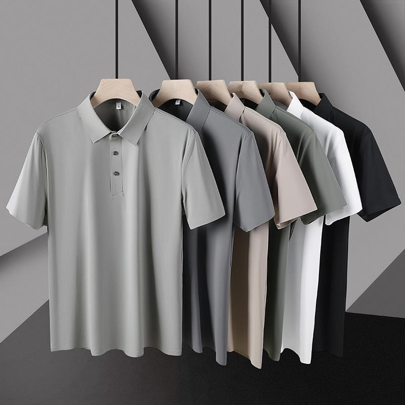 Men's Business Lapel POLO Shirt Men's Ice Silk Quick-drying Short-sleeved Men's Thin Breathable Casual Half-sleeve