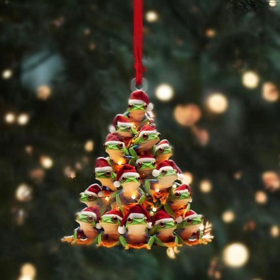 Tierischer Weihnachtsbaum-Anhänger, Acryl, gestapelte Tiere, Baumschmuck, Cartoon-Tiere, Dekoration für die Feiertage, Dekoration, Geschenk