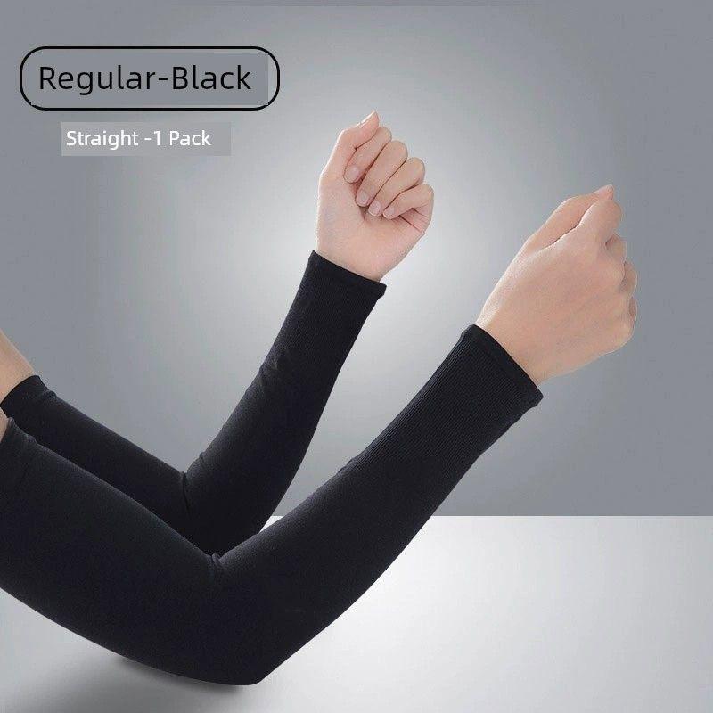 

Summer Sun Protection Women s Ice Silk Cycling Elbow Pads Men s Oversleeves Straight-Black (1 pair) One size