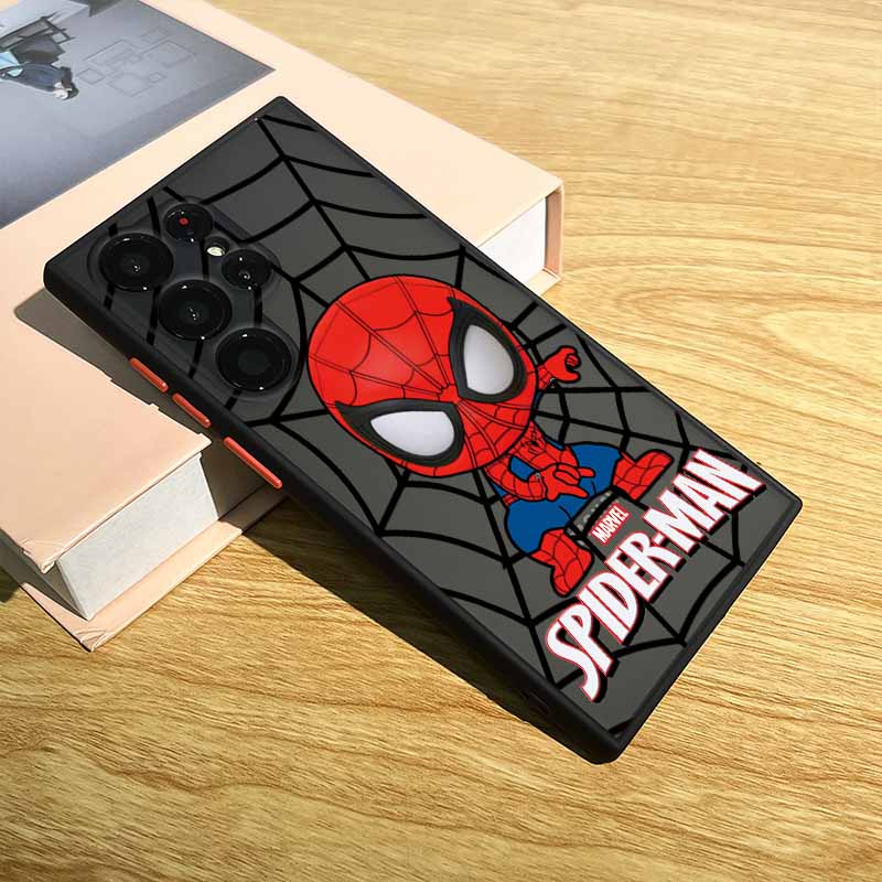 Spider-Man Iron Man Cover For Samsung S25 S24 S23 S22 S21 S20 S10 FE Ultra Plus Lite Frosted Translucent Phone Case