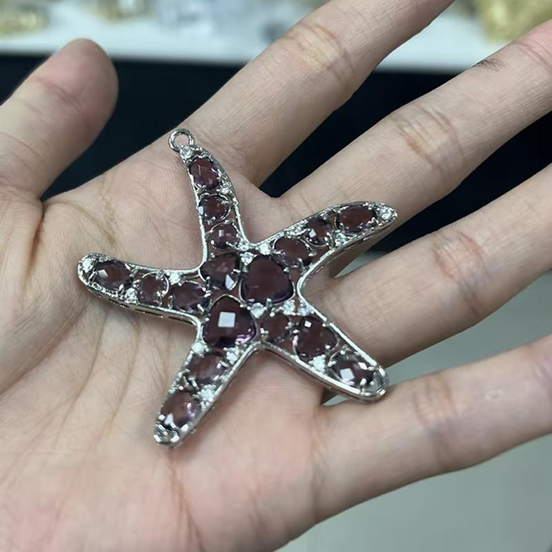ZHUKOU 52x54mm pandantiv fashion Stea de mare din Cristal pentru femei Accesorii Handmade pentru Realizarea Colierelor Cercei model:VD417