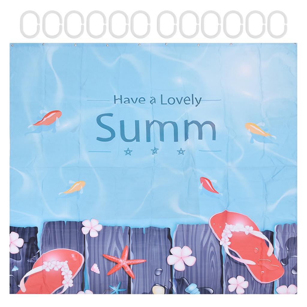 Summer Cool Curtain with Hook Waterproof Shower Curtain for Bathroom Home Bathtub180x200cm