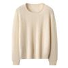 Autumn/Winter Pure Cashmere Floral Knit Sweater: Loose Fit, Rolled Hem, Round Neck, Long Sleeve