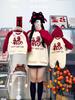Trendy Year of the Horse New Year Red Sweatshirt for Family Portraits - Parent-Child Outfits for Family of Three or Four