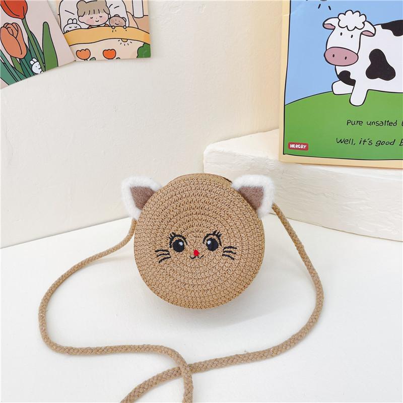 Adorable Mini Sac Tissé Chat Pour Filles Accessoire Élégant Pour Tout-Petits Couleurs Vives