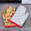 2pcs/set Christmas Baking Santa Claus Kitchen Mat Anti-Hot Pad Microwave Gloves Oven Mitts