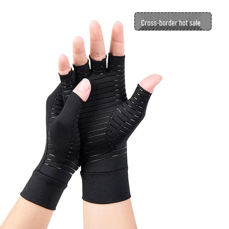 Kupferfaser Sommer Fahrradhandschuhe - Halbfinger, Hohe Elastizität, Rutschfest, Atmungsaktiv, Leicht für Sport, Angeln und Fahren.